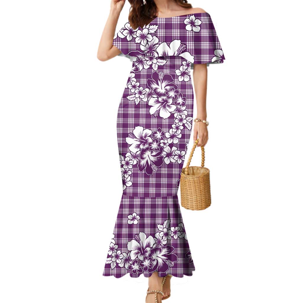 Hibiscus Pakala Sweetie Purple Family Matching Mermaid Dress and Hawaiian Shirt Tropical Floral Stylized LT01 Mom's Dress Purple - Polynesian Pride