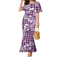 Hibiscus Pakala Sweetie Purple Family Matching Mermaid Dress and Hawaiian Shirt Tropical Floral Stylized LT01 Mom's Dress Purple - Polynesian Pride