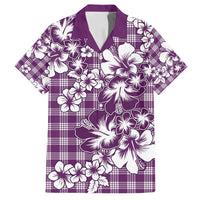 Hibiscus Pakala Sweetie Purple Family Matching Off Shoulder Maxi Dress and Hawaiian Shirt Tropical Floral Stylized LT01 Dad's Shirt - Short Sleeve Purple - Polynesian Pride