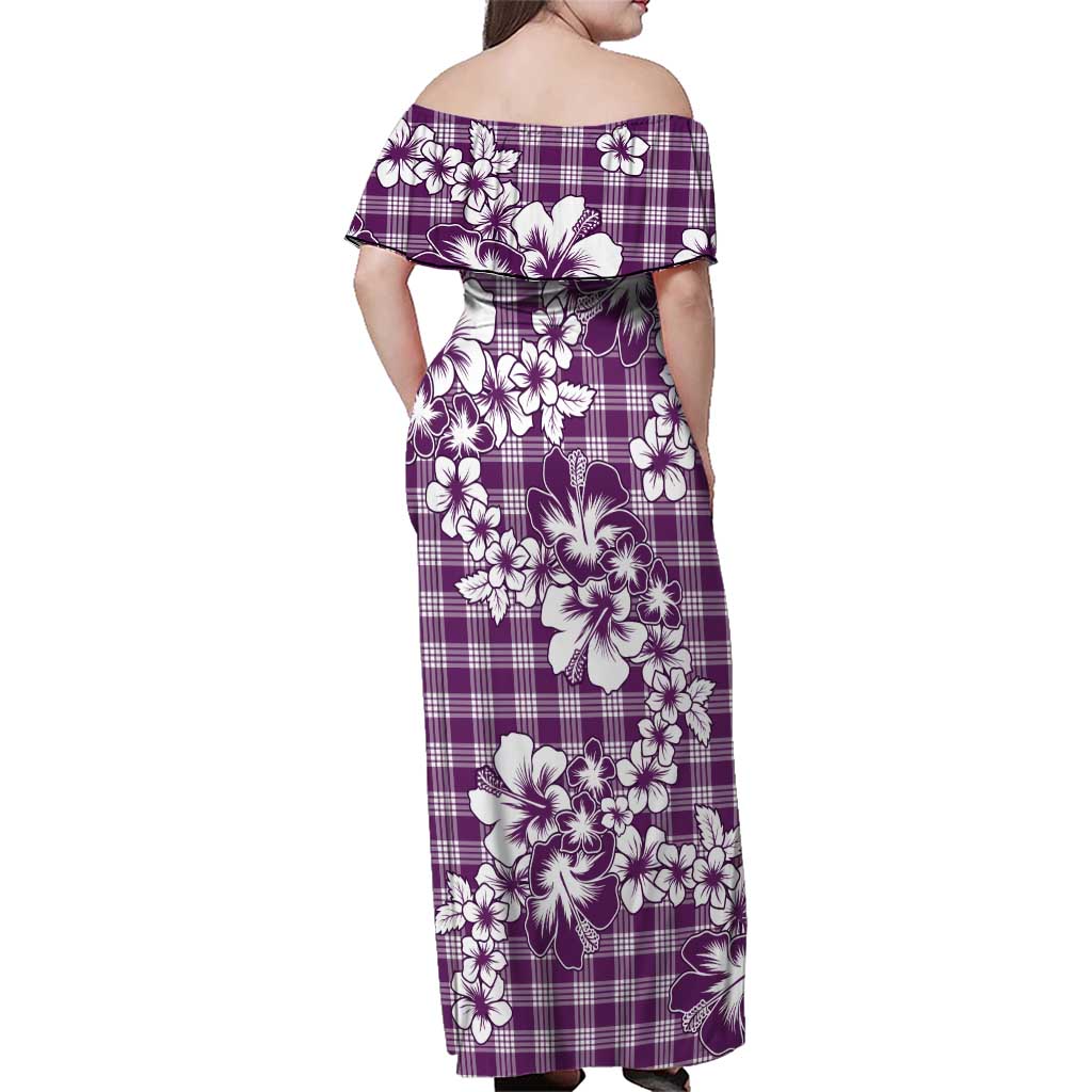 Hibiscus Pakala Sweetie Purple Family Matching Off Shoulder Maxi Dress and Hawaiian Shirt Tropical Floral Stylized LT01 - Polynesian Pride