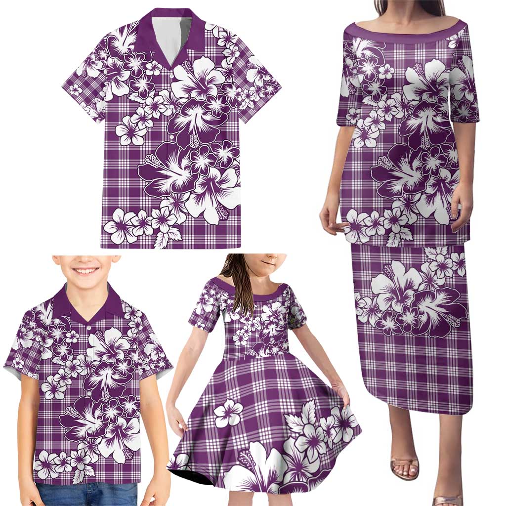 Hibiscus Pakala Sweetie Purple Family Matching Puletasi and Hawaiian Shirt Tropical Floral Stylized LT01 - Polynesian Pride