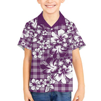 Hibiscus Pakala Sweetie Purple Family Matching Puletasi and Hawaiian Shirt Tropical Floral Stylized LT01 Son's Shirt Purple - Polynesian Pride
