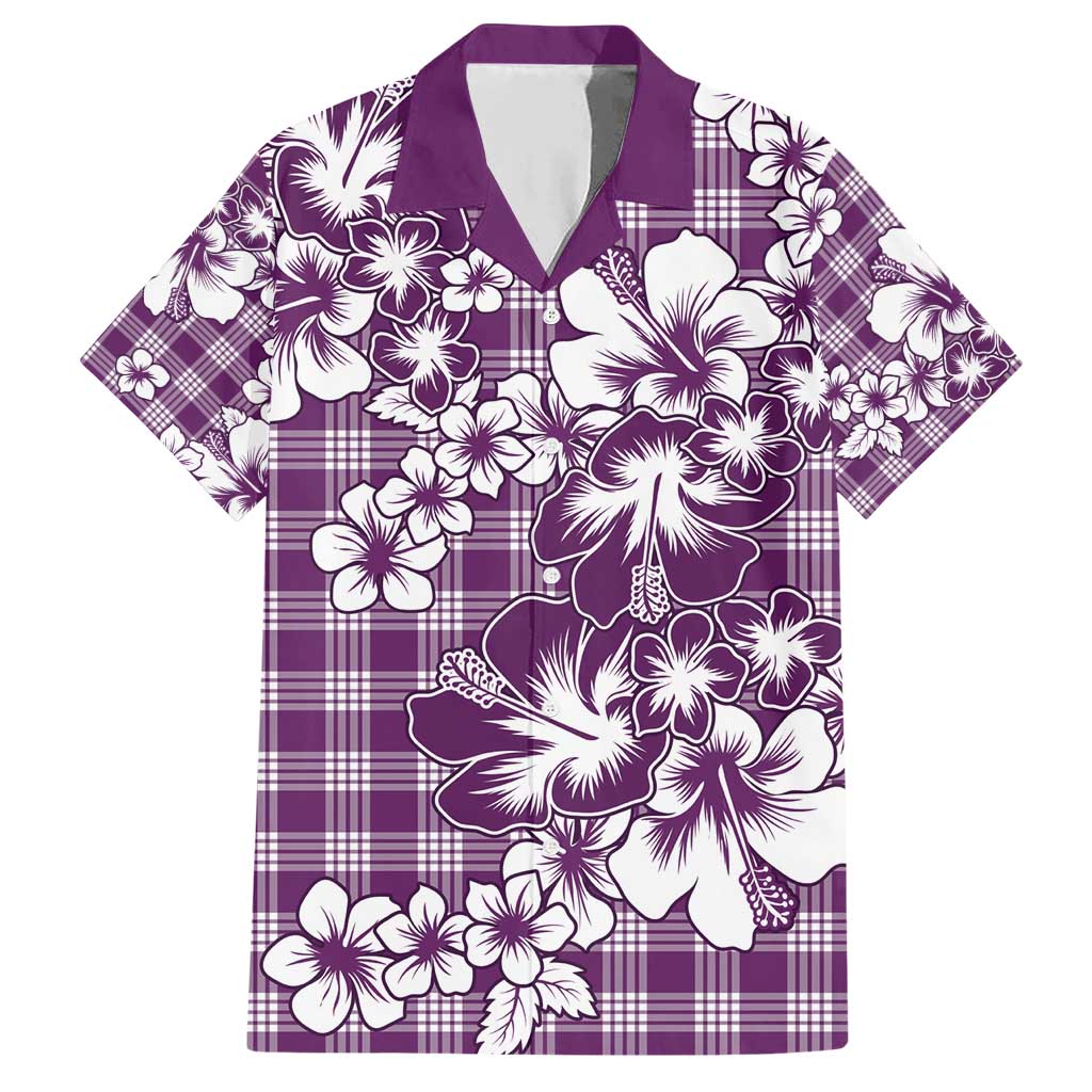 Hibiscus Pakala Sweetie Purple Family Matching Short Sleeve Bodycon Dress and Hawaiian Shirt Tropical Floral Stylized LT01 Dad's Shirt - Short Sleeve Purple - Polynesian Pride