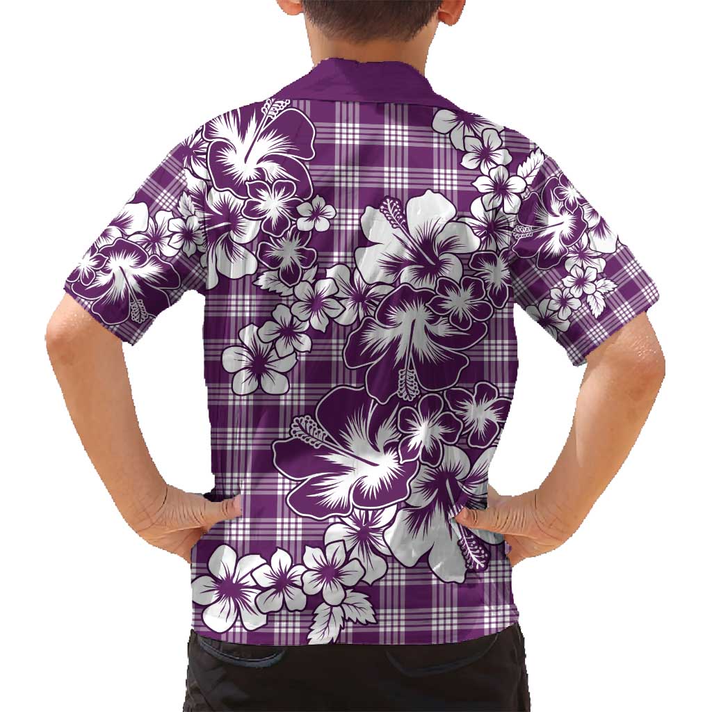 Hibiscus Pakala Sweetie Purple Family Matching Summer Maxi Dress and Hawaiian Shirt Tropical Floral Stylized LT01 - Polynesian Pride