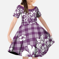 Hibiscus Pakala Sweetie Purple Family Matching Summer Maxi Dress and Hawaiian Shirt Tropical Floral Stylized LT01 Daughter's Dress Purple - Polynesian Pride