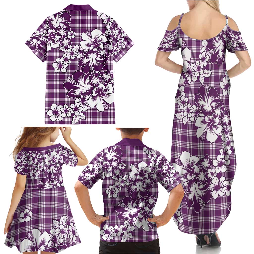 Hibiscus Pakala Sweetie Purple Family Matching Summer Maxi Dress and Hawaiian Shirt Tropical Floral Stylized LT01 - Polynesian Pride