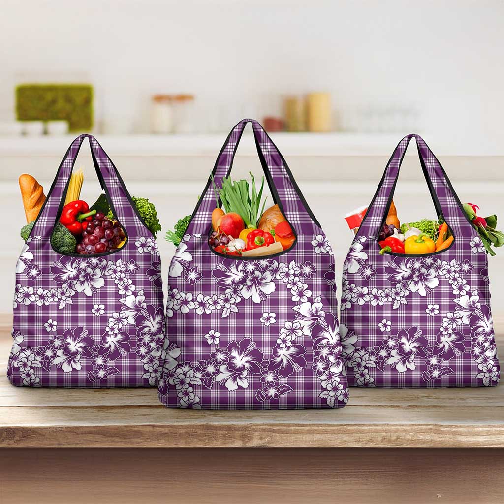Hibiscus Pakala Sweetie Purple Grocery Bag Tropical Floral Stylized - Polynesian Pride