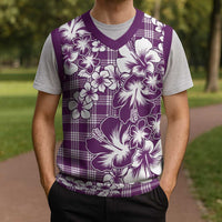 Hibiscus Pakala Sweetie Purple Christmas Knitted V-Neck Vest Tropical Floral Stylized LT01 - Polynesian Pride