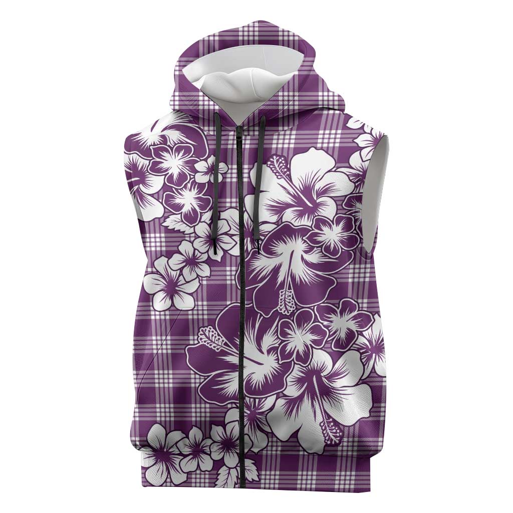 Hibiscus Pakala Sweetie Purple Sleeveless Zip Hoodie Tropical Floral Stylized - Polynesian Pride