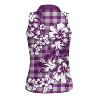 Hibiscus Pakala Sweetie Purple Women Sleeveless Polo Shirt Tropical Floral Stylized LT01 - Polynesian Pride