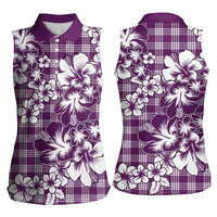 Hibiscus Pakala Sweetie Purple Women Sleeveless Polo Shirt Tropical Floral Stylized LT01 - Polynesian Pride