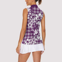 Hibiscus Pakala Sweetie Purple Women Sleeveless Polo Shirt Tropical Floral Stylized LT01 - Polynesian Pride
