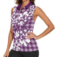 Hibiscus Pakala Sweetie Purple Women Sleeveless Polo Shirt Tropical Floral Stylized LT01 - Polynesian Pride