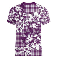 Hibiscus Pakala Sweetie Purple Women V-Neck T-Shirt Tropical Floral Stylized LT01 - Polynesian Pride