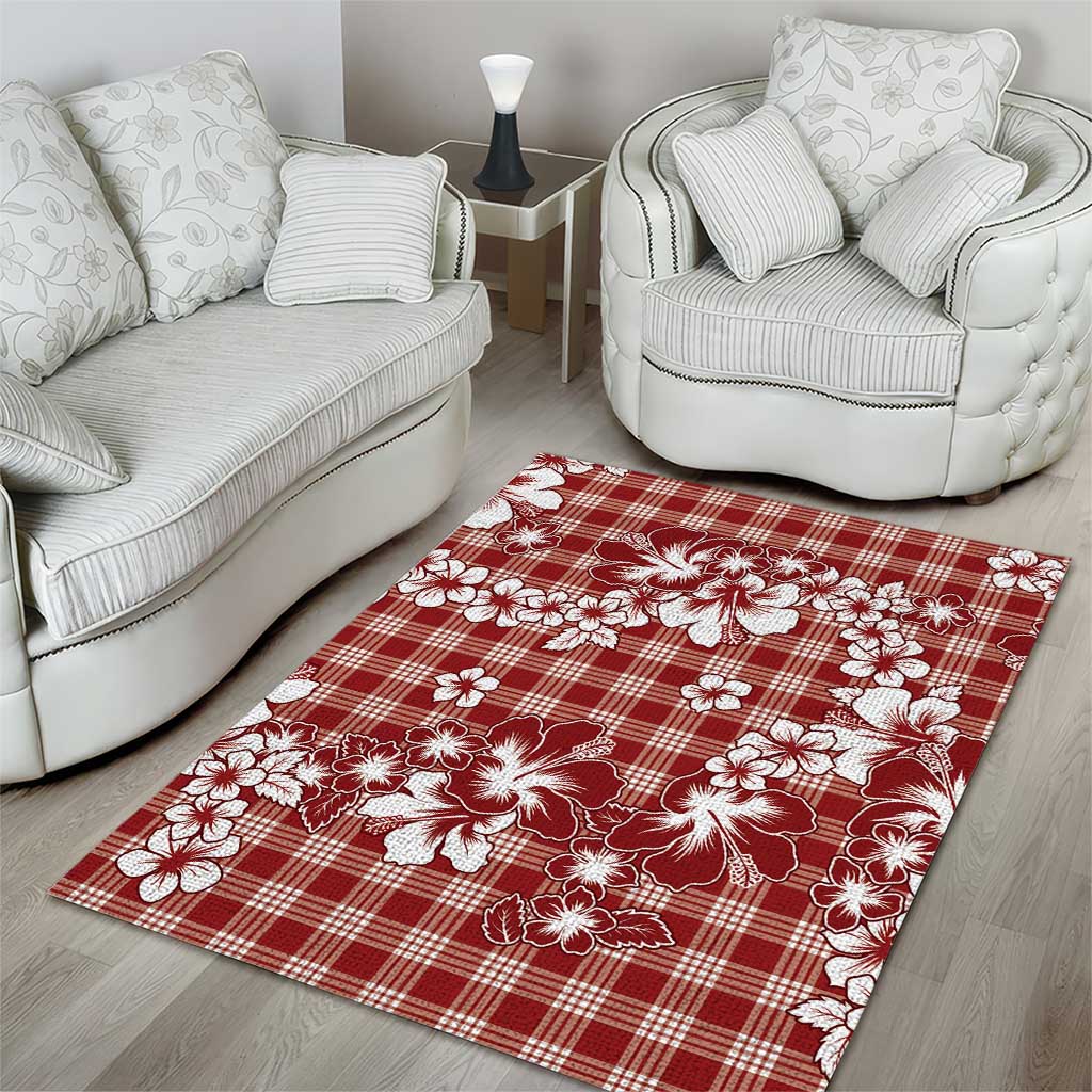 Hibiscus Pakala Fantasy Red Area Rug Tropical Floral Stylized - Polynesian Pride