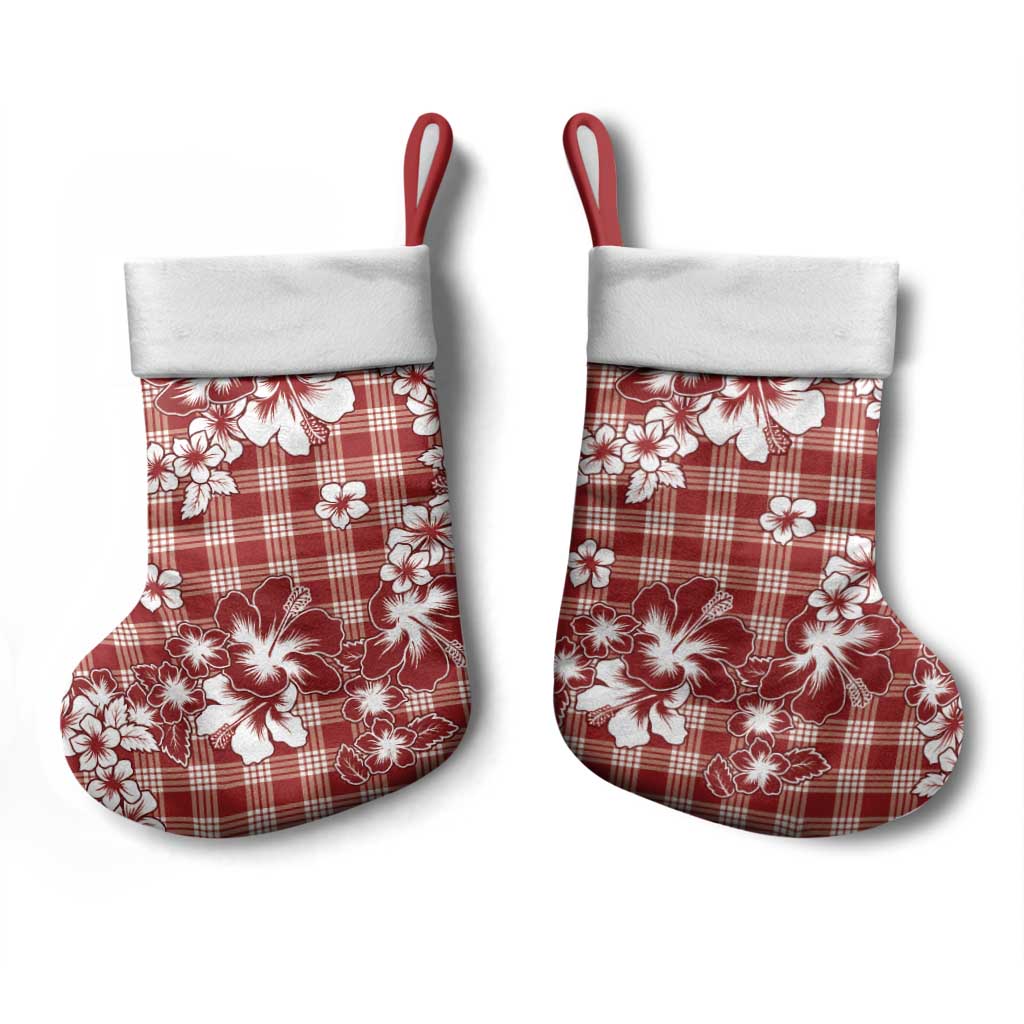 Hibiscus Pakala Fantasy Red Christmas Stocking Tropical Floral Stylized - Polynesian Pride