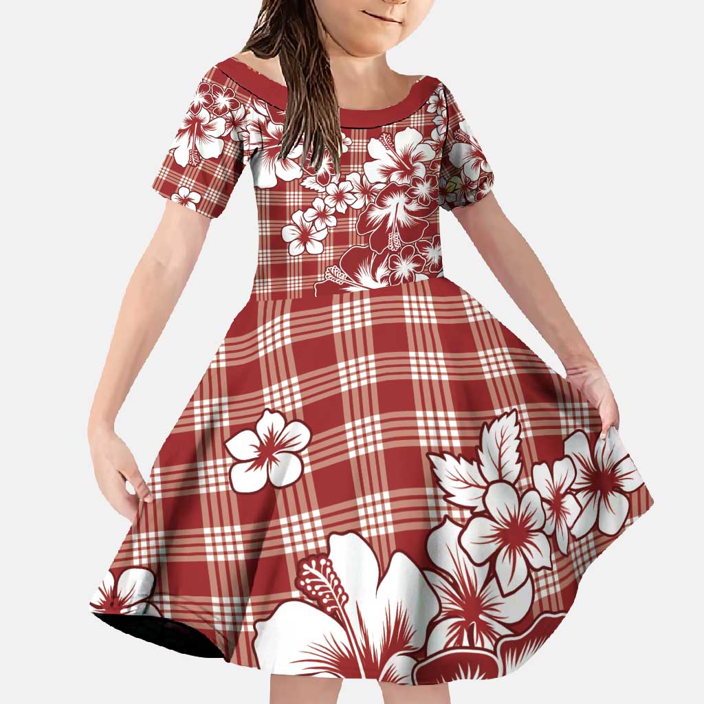 Hibiscus Pakala Fantasy Red Family Matching Long Sleeve Bodycon Dress and Hawaiian Shirt Tropical Floral Stylized LT01 Daughter's Dress Red - Polynesian Pride