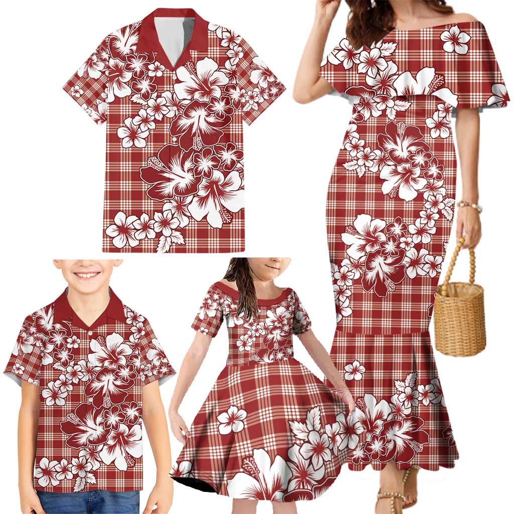Hibiscus Pakala Fantasy Red Family Matching Mermaid Dress and Hawaiian Shirt Tropical Floral Stylized LT01 - Polynesian Pride
