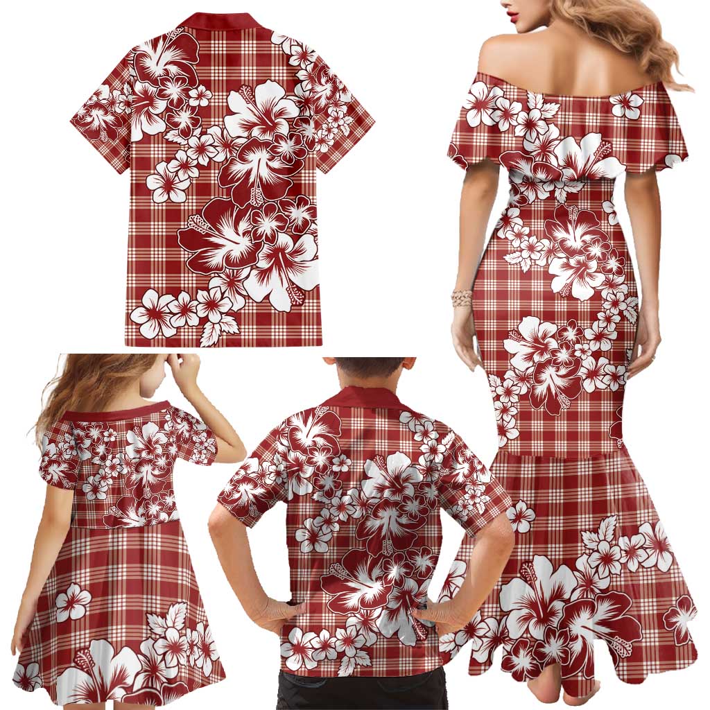 Hibiscus Pakala Fantasy Red Family Matching Mermaid Dress and Hawaiian Shirt Tropical Floral Stylized LT01 - Polynesian Pride