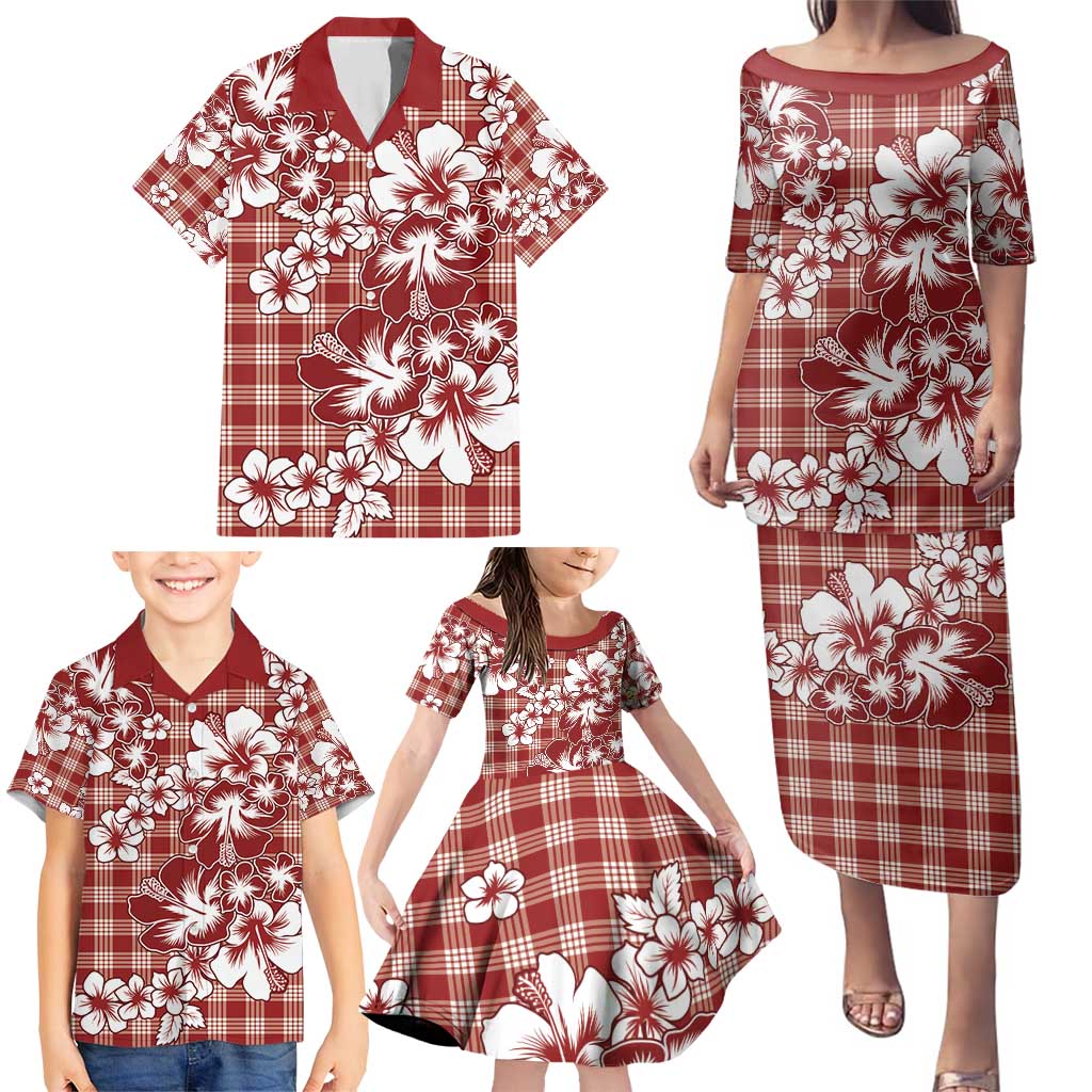 Hibiscus Pakala Fantasy Red Family Matching Puletasi and Hawaiian Shirt Tropical Floral Stylized LT01 - Polynesian Pride