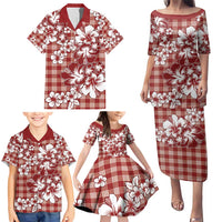 Hibiscus Pakala Fantasy Red Family Matching Puletasi and Hawaiian Shirt Tropical Floral Stylized LT01 - Polynesian Pride