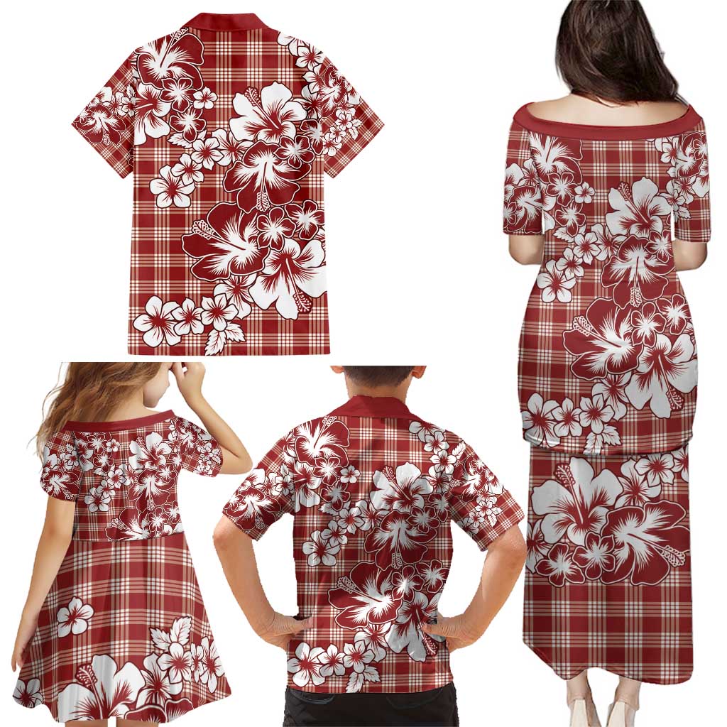 Hibiscus Pakala Fantasy Red Family Matching Puletasi and Hawaiian Shirt Tropical Floral Stylized LT01 - Polynesian Pride