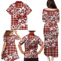 Hibiscus Pakala Fantasy Red Family Matching Puletasi and Hawaiian Shirt Tropical Floral Stylized LT01 - Polynesian Pride