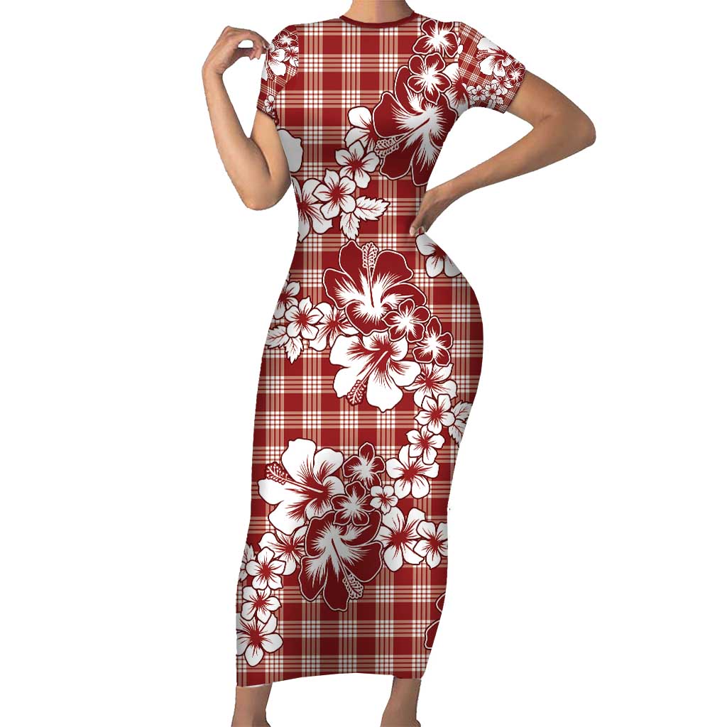 Hibiscus Pakala Fantasy Red Family Matching Short Sleeve Bodycon Dress and Hawaiian Shirt Tropical Floral Stylized LT01 Mom's Dress Red - Polynesian Pride