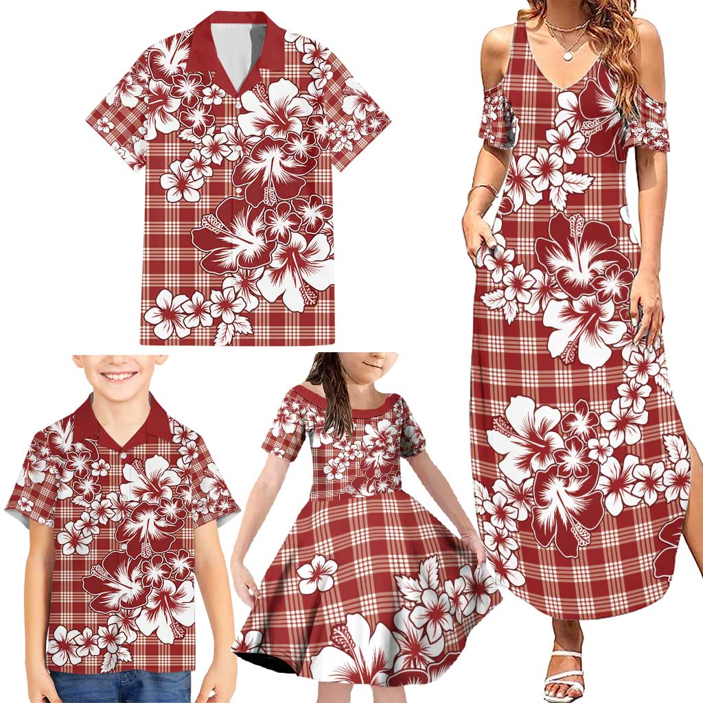Hibiscus Pakala Fantasy Red Family Matching Summer Maxi Dress and Hawaiian Shirt Tropical Floral Stylized LT01 - Polynesian Pride