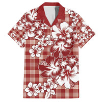 Hibiscus Pakala Fantasy Red Family Matching Summer Maxi Dress and Hawaiian Shirt Tropical Floral Stylized LT01 Dad's Shirt - Short Sleeve Red - Polynesian Pride