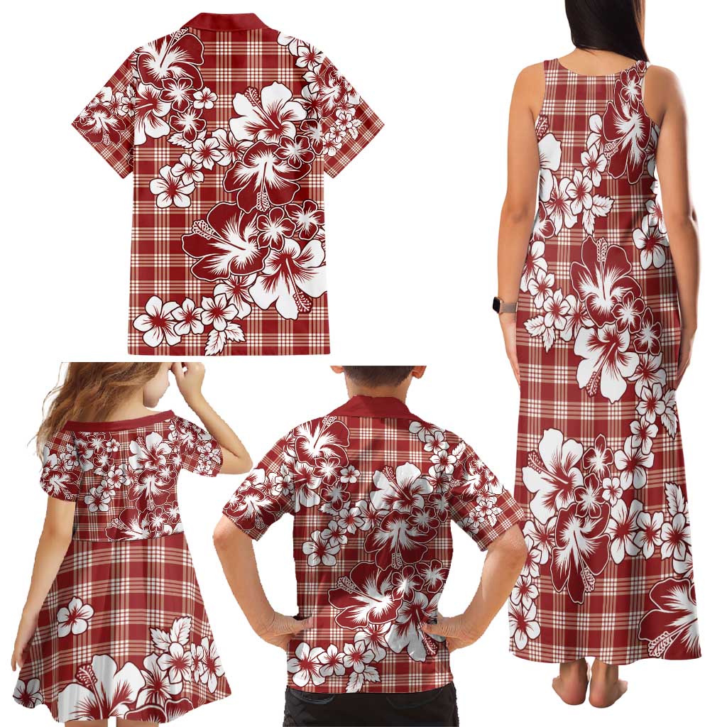 Hibiscus Pakala Fantasy Red Family Matching Tank Maxi Dress and Hawaiian Shirt Tropical Floral Stylized LT01 - Polynesian Pride