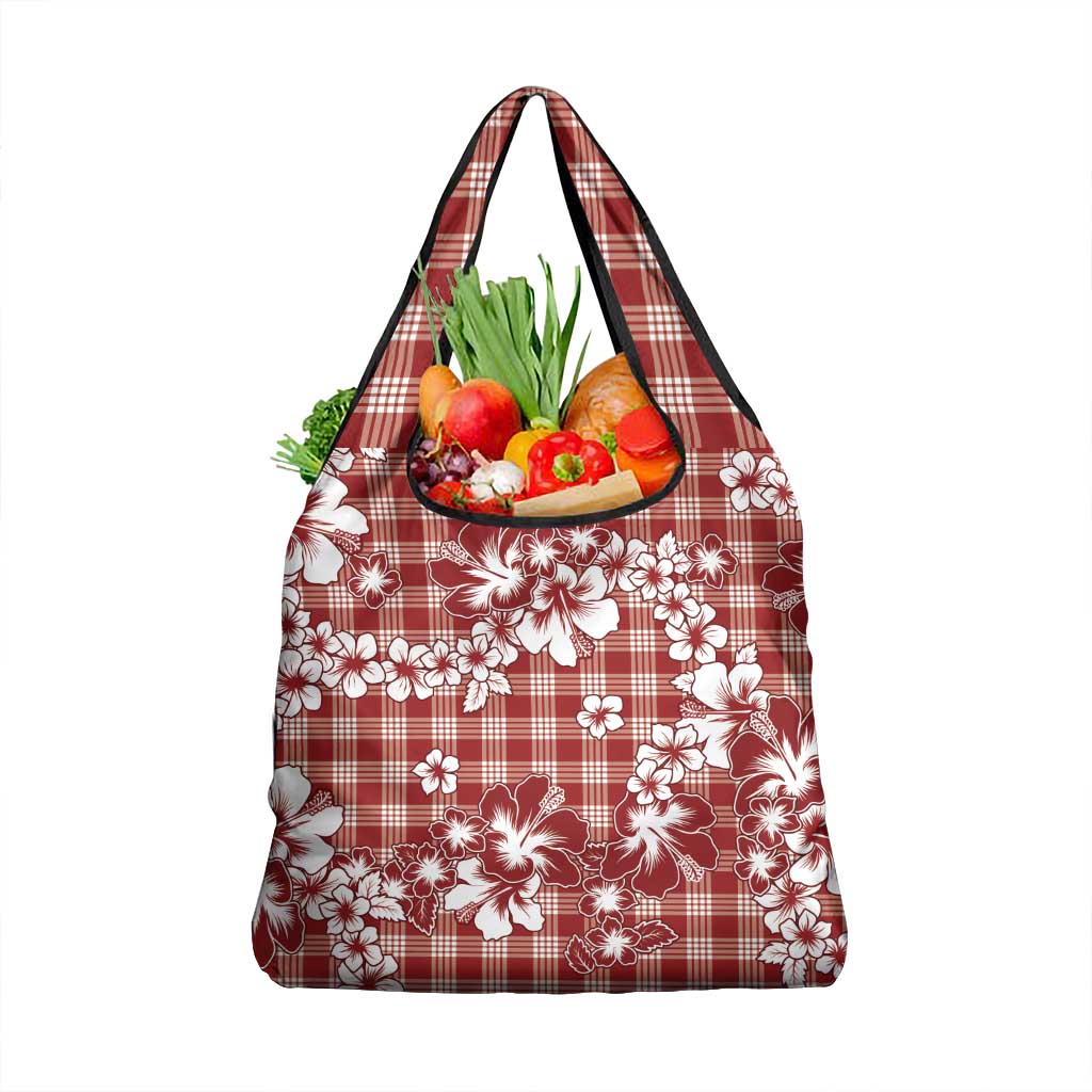 Hibiscus Pakala Fantasy Red Grocery Bag Tropical Floral Stylized LT01 1-pack One Size Red - Polynesian Pride