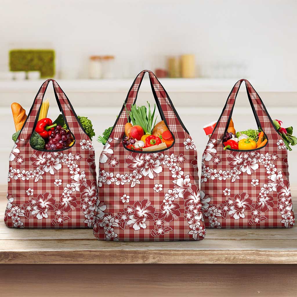 Hibiscus Pakala Fantasy Red Grocery Bag Tropical Floral Stylized LT01 3-pack One Size Red - Polynesian Pride