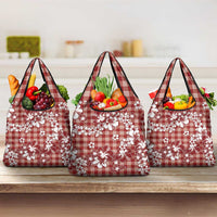 Hibiscus Pakala Fantasy Red Grocery Bag Tropical Floral Stylized LT01 3-pack One Size Red - Polynesian Pride