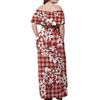 Hibiscus Pakala Fantasy Red Off Shoulder Maxi Dress Tropical Floral Stylized LT01 - Polynesian Pride
