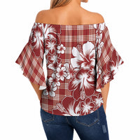 Hibiscus Pakala Fantasy Red Off Shoulder Wrap Waist Top Tropical Floral Stylized LT01 - Polynesian Pride