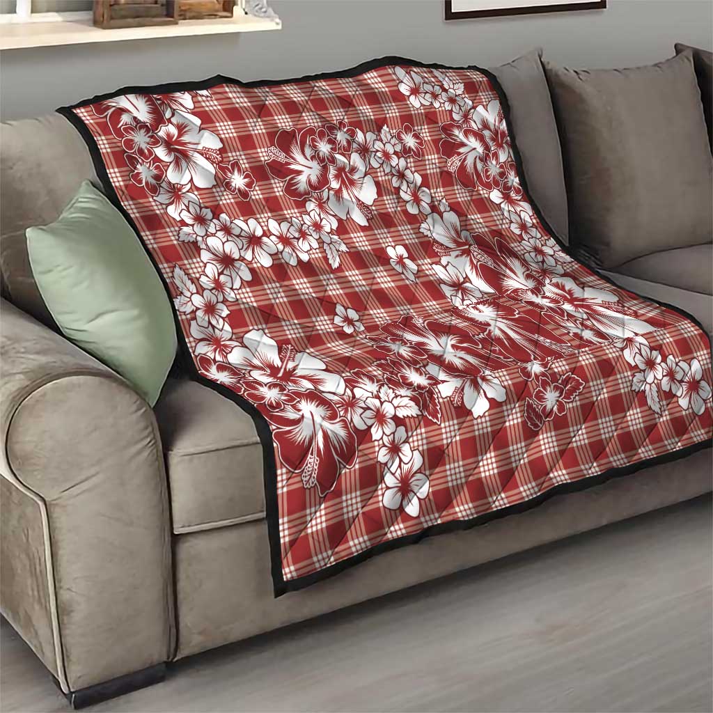 Hibiscus Pakala Fantasy Red Quilt Tropical Floral Stylized - Polynesian Pride