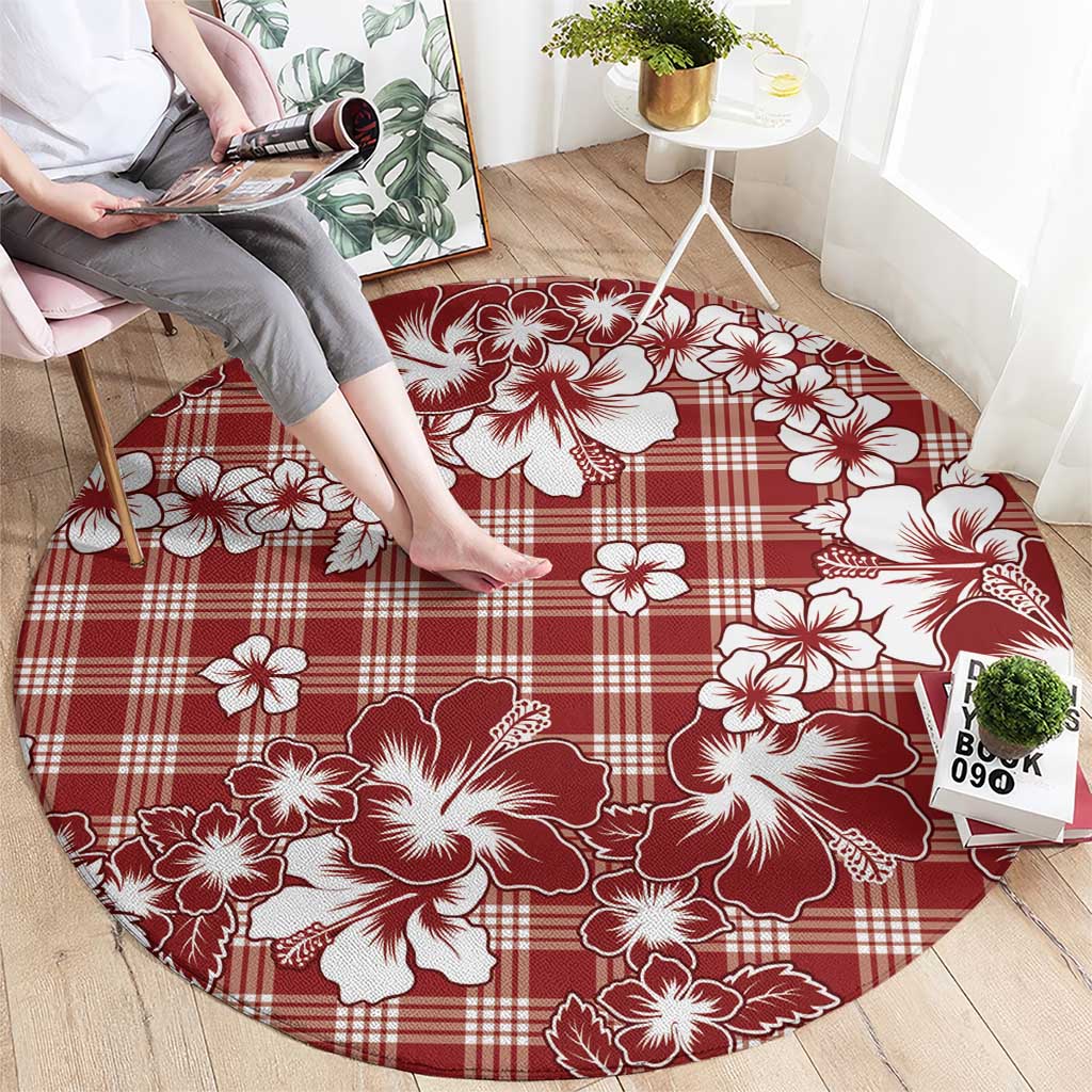 Hibiscus Pakala Fantasy Red Round Carpet Tropical Floral Stylized LT01 - Polynesian Pride