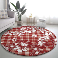 Hibiscus Pakala Fantasy Red Round Carpet Tropical Floral Stylized LT01 - Polynesian Pride