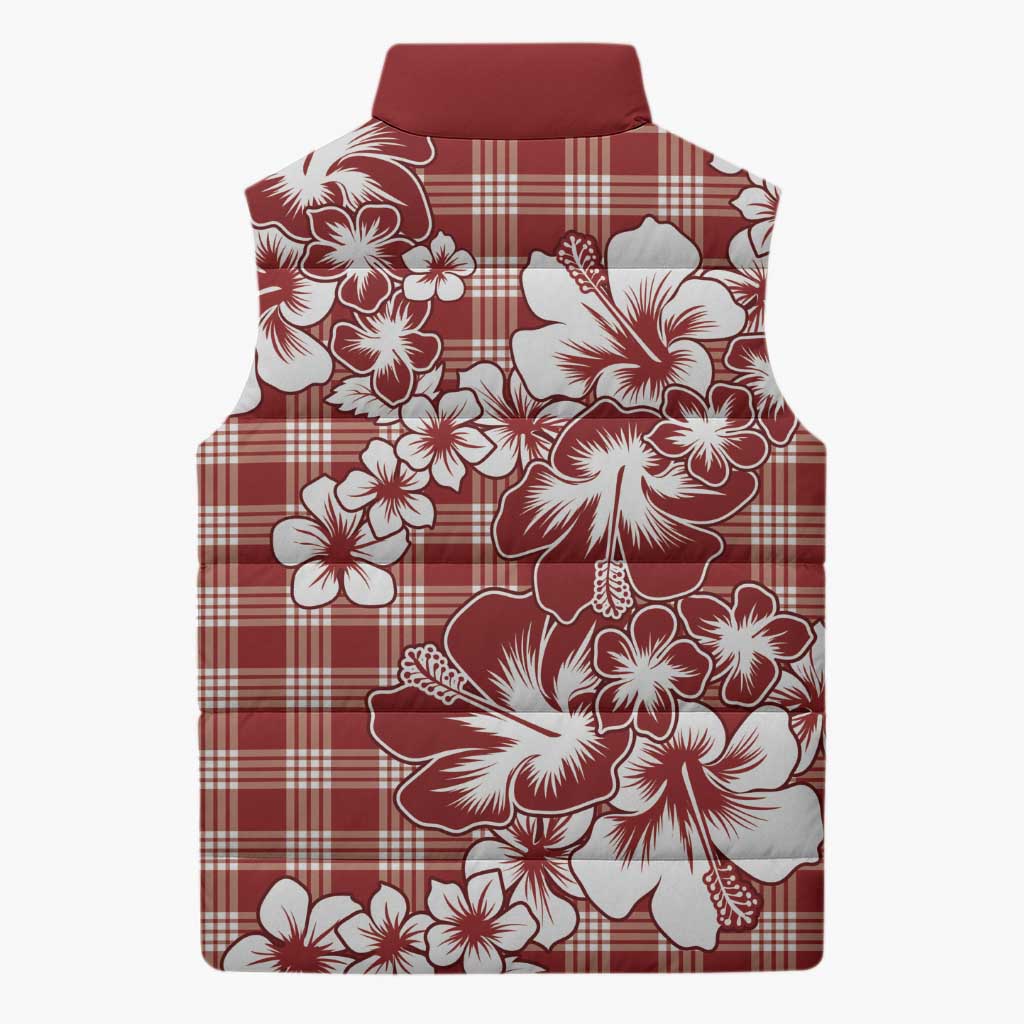 Hibiscus Pakala Fantasy Red Sleeveless Puffer Jacket Tropical Floral Stylized LT01 - Polynesian Pride