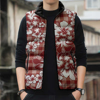 Hibiscus Pakala Fantasy Red Sleeveless Puffer Jacket Tropical Floral Stylized LT01 - Polynesian Pride