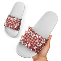 Hibiscus Pakala Fantasy Red Slide Sandals Tropical Floral Stylized - Polynesian Pride