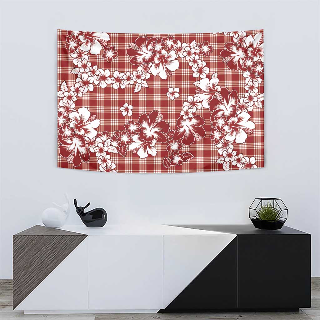 Hibiscus Pakala Fantasy Red Tapestry Tropical Floral Stylized - Polynesian Pride