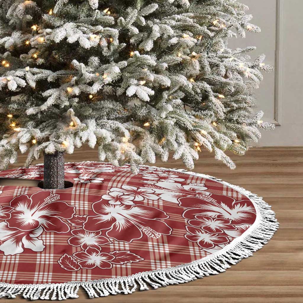 Hibiscus Pakala Fantasy Red Tree Skirt Tropical Floral Stylized - Polynesian Pride