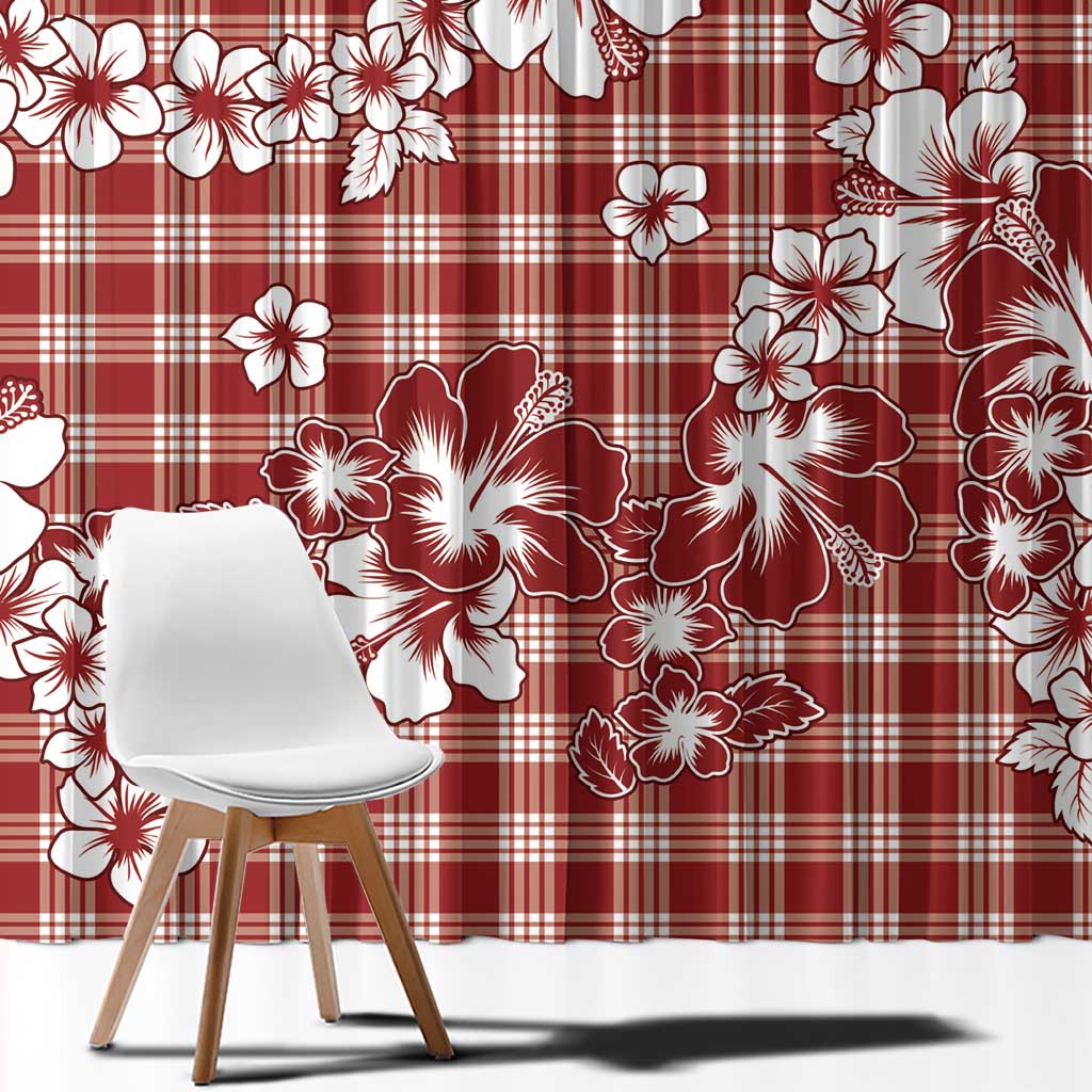 Hibiscus Pakala Fantasy Red Window Curtain Tropical Floral Stylized LT01 - Polynesian Pride