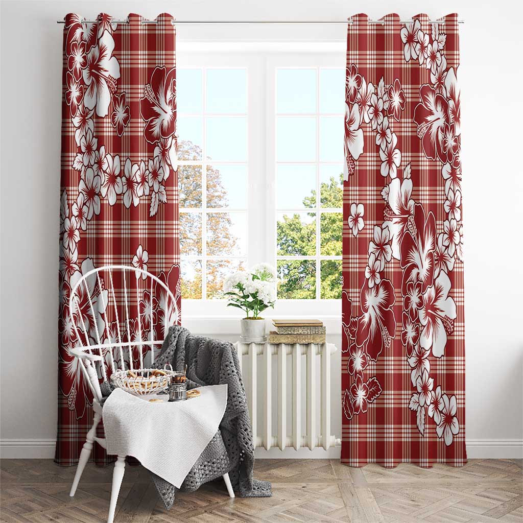 Hibiscus Pakala Fantasy Red Window Curtain Tropical Floral Stylized LT01 - Polynesian Pride