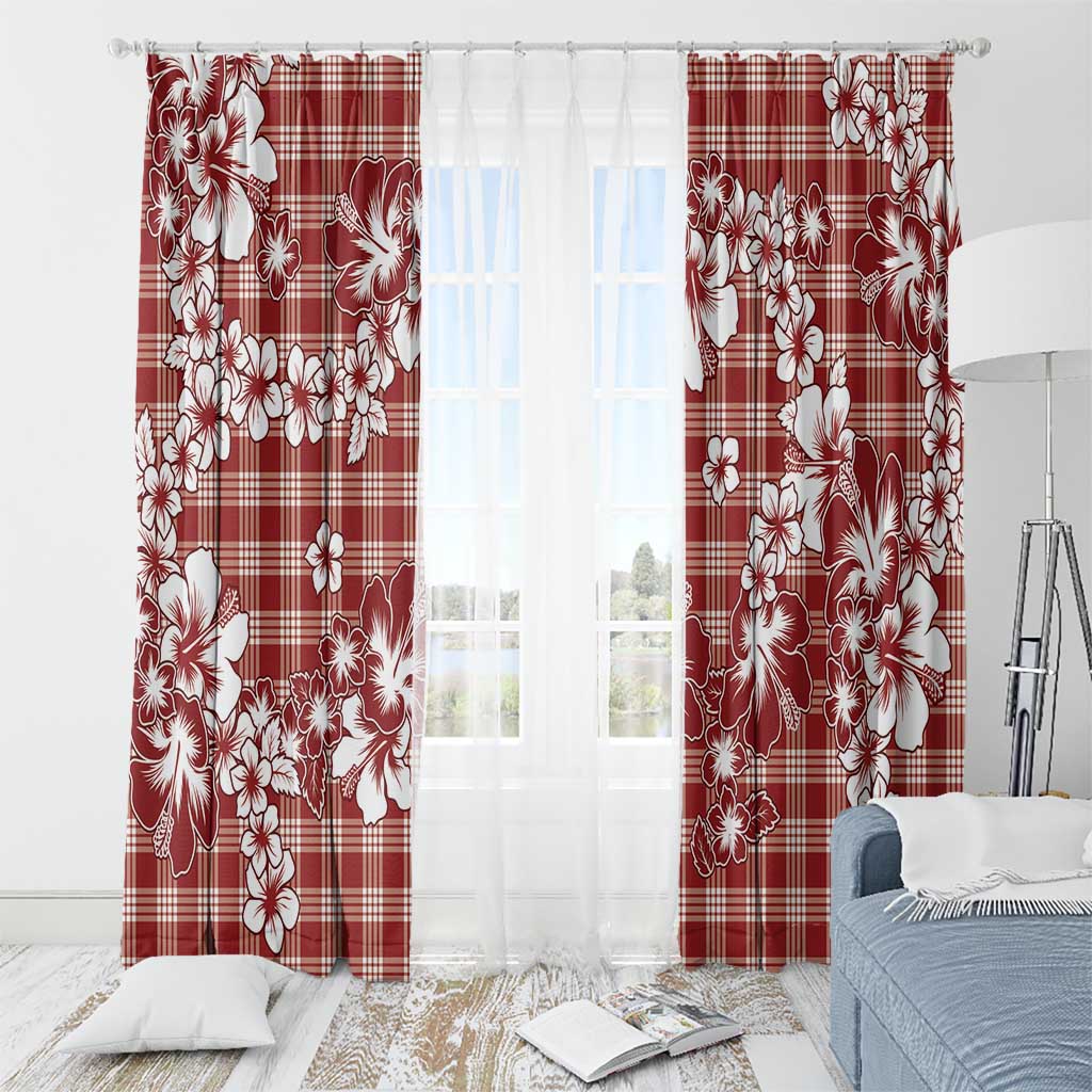 Hibiscus Pakala Fantasy Red Window Curtain Tropical Floral Stylized LT01 - Polynesian Pride