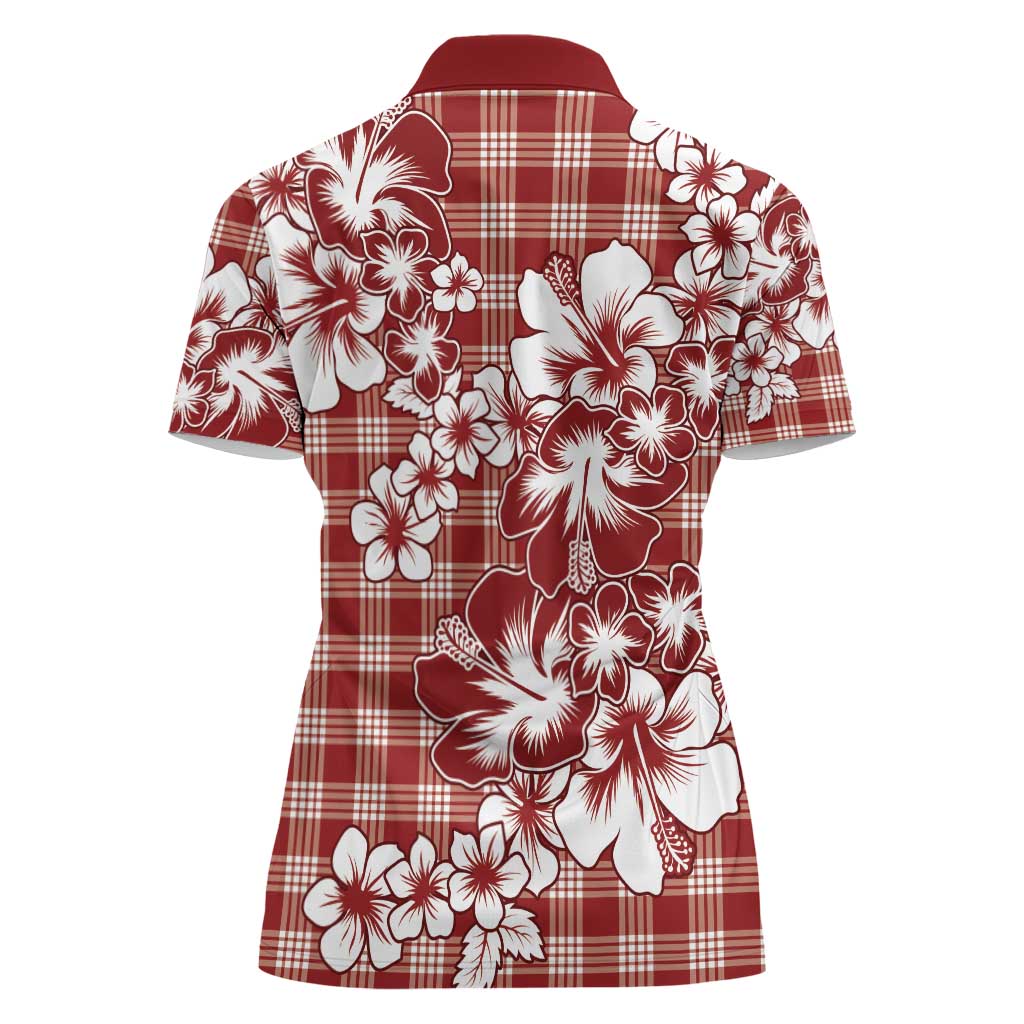Hibiscus Pakala Fantasy Red Women Polo Shirt Tropical Floral Stylized - Polynesian Pride