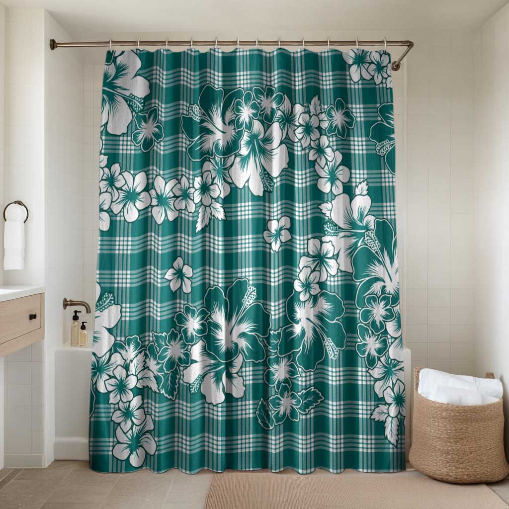 Hibiscus Pakala Aqua Teal Bathroom Set Tropical Floral Stylized - Polynesian Pride