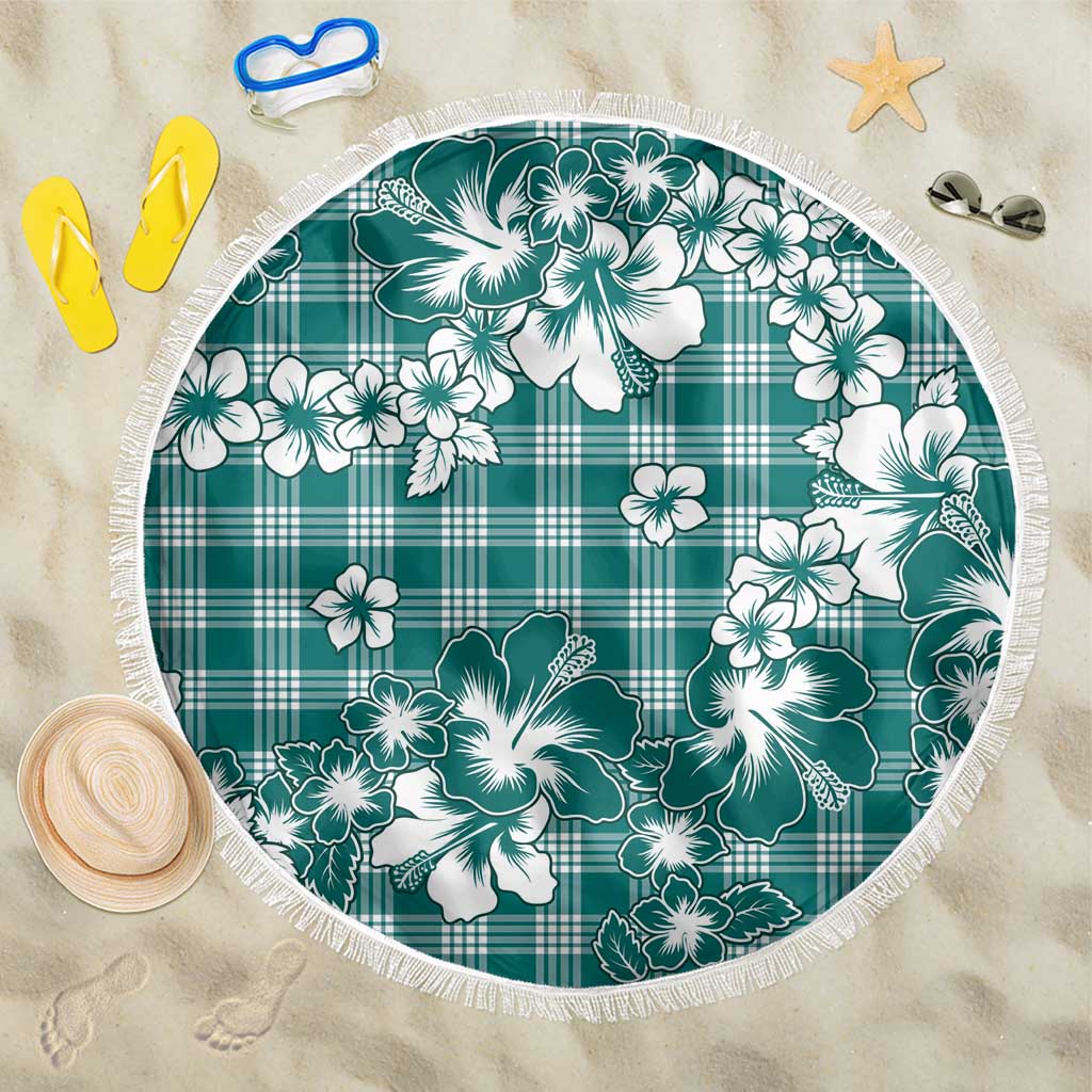 Hibiscus Pakala Aqua Teal Beach Blanket Tropical Floral Stylized - Polynesian Pride